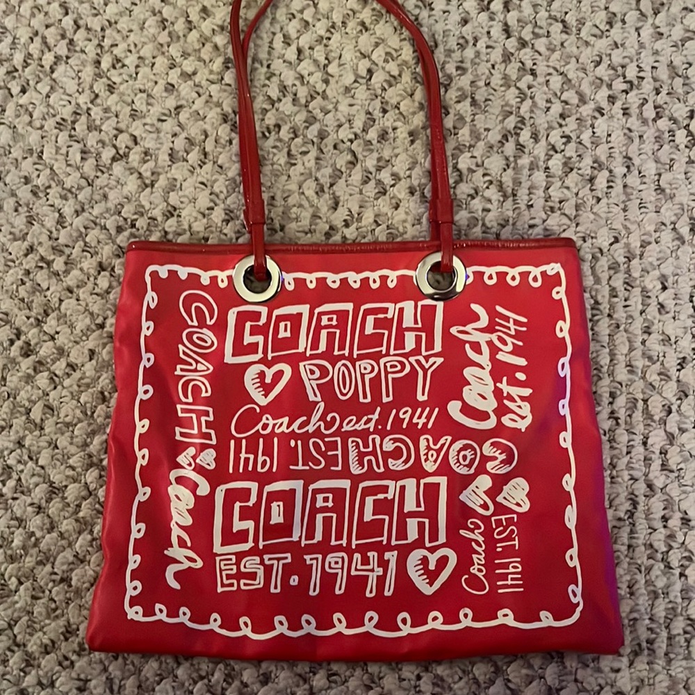 Red Poppy Coach Tote Bag